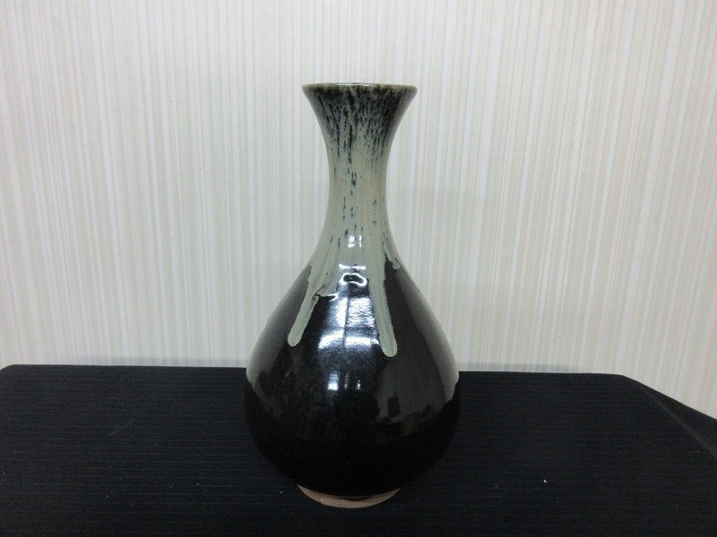 桂山　灰釉花瓶　壷　花器