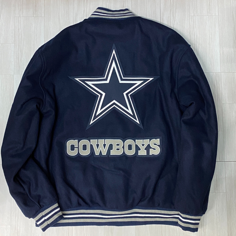 USA正規品 【XL】 NFLPA公式 Dallas Cowboys ダラス カウボーイズ NFL リバーシブル スタジアムジャンパー 紺 スタジャン NFL アメフト