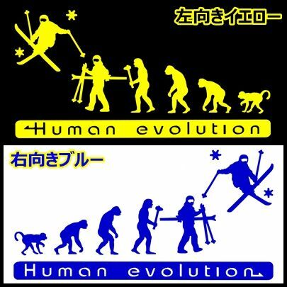 人類の進化 15cm【スキー編】アルペンステッカー1