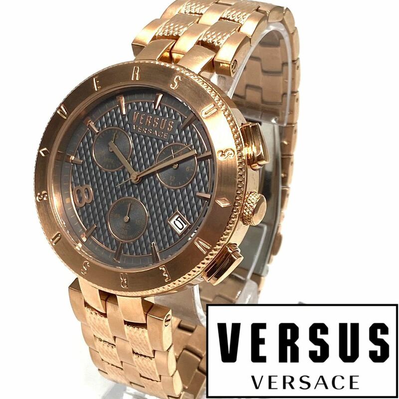 ★シンプルな美しさ! Versus Versace ヴェルサス ヴェルサーチ メンズ クロノグラフ ステンレス 腕時計 高級ブランド クォーツ ブロンズ