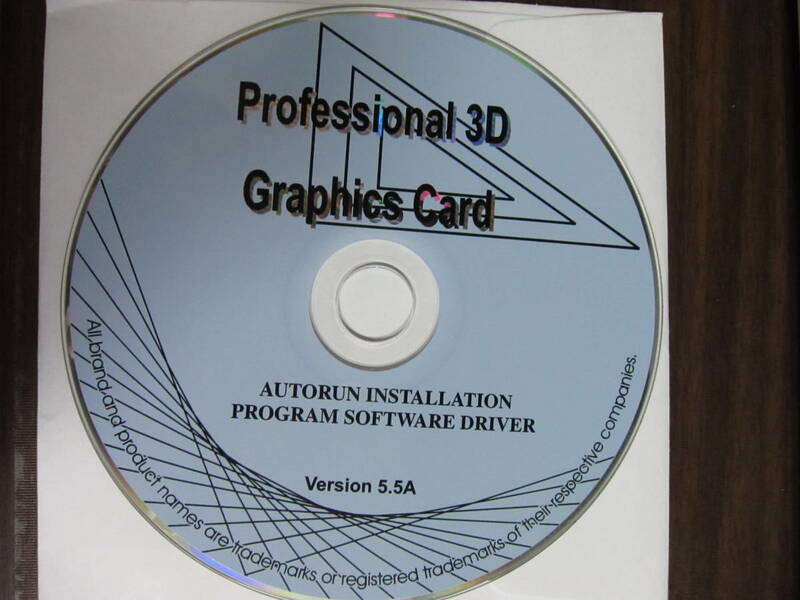 Professional 3D Graphics Card PROGRAM SOFTWARE DRIVER Version 5.5A Windows 3.X NT4.0 95 98