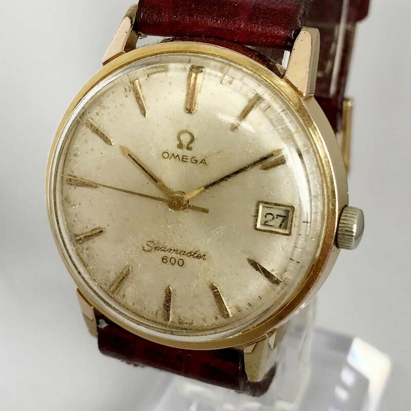 【渋カッコいい】スイスブランドOMEGA　SEAMASTER　1960年代　アンティーク　紳士用腕時計　機械式手巻　34mm　皮ベルト　cal,611