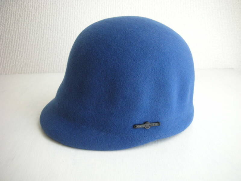 k126 【新品14,000円】56cm 男女兼用 日本製 カミラフカ KAMILAVKA ハット 立体的 ベレー帽 帽子 ウールハット ブルー 青 キャップ