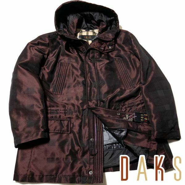 ☆☆ DK170M 新品13.2万 秋冬 DAKS ダックス インナーダウン付き 3WAY ダウンジャケット ダウンブルゾン フード付き シャドウチェック