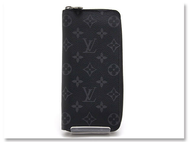 中古美品 ルイヴィトン 長財布 モノグラムエクリプス ジッピーウォレット ヴェルティカル M62295 LOUIS VUITTON メンズ ブラック グレー