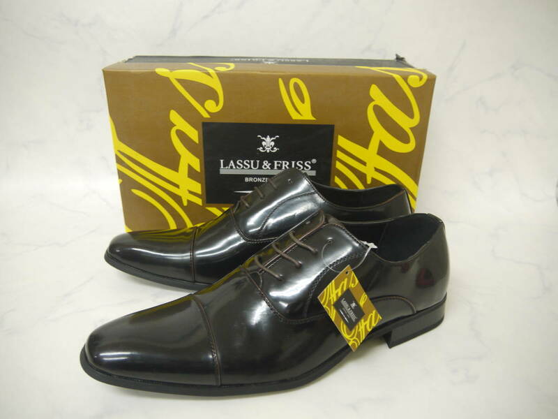 369 新品 紳士靴 LASSU＆FRISS 48（29.0ｃｍ）ビジネスシューズ DBR ダークブラウン 革靴 大きいサイズ