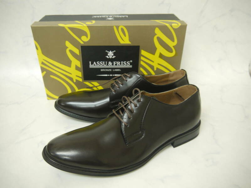 377 新品 紳士靴 LASSU＆FRISS 48（29.0ｃｍ）ビジネスシューズ DBR ダークブラウン 革靴 大きいサイズ
