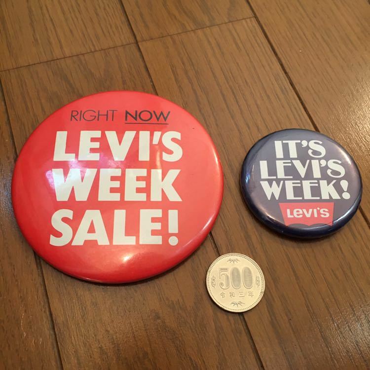 ビンテージ LEVI'S WEEK リーバイス 501XX デニム ジーンズ 赤耳 66 サドルマン カウボーイ 大戦 ディスプレイ KOVERALLS 缶 バッジ ピン