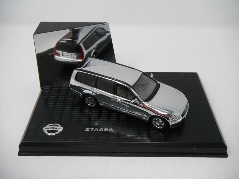 ■京商J-COLLECTION製 NISSAN STAGEA クローム(鏡面仕上げ) 日産ステージア オフィシャルカー ダイキャストミニカー