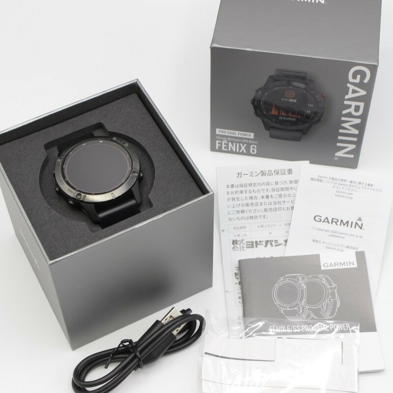 【美品】Garmin fenix 6 Pro Dual Power Slate Gray DLC/Black 010-02410-45 スマートウォッチ ガーミン 本体