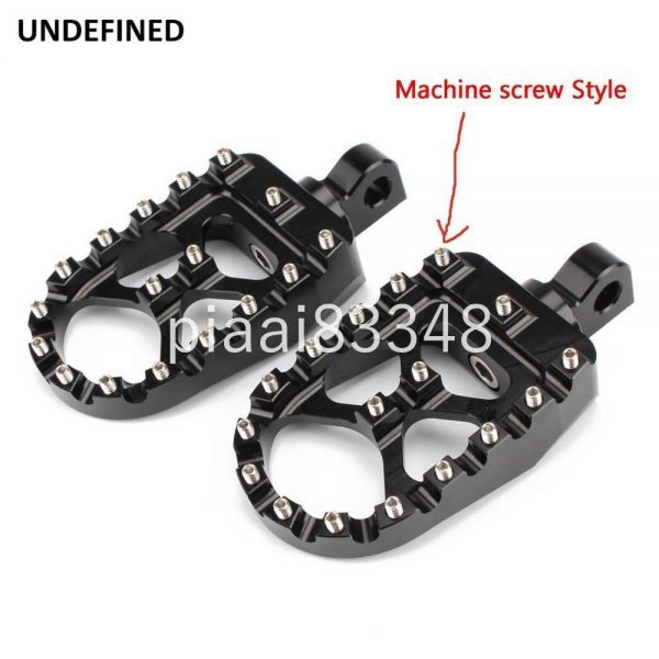 SA063:ハーレー ワイドフットペグ ブラック 汎用 スパイク ペダル ステップ スポーツスター ソフテイル 48 ファットボー