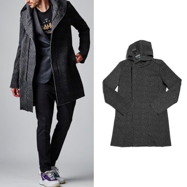 20AW完売 新品8.6万 AKM LUXE163 AIR FLEECE KNIT HOODED COAT　ラップ コート　　　　　　　　ジュンハシモト 1piu1uguale3