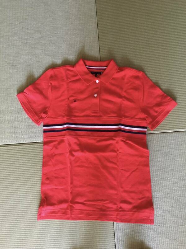 未使用トミーヒルフィガー ポロシャツ 164 キッズ ジュニア TOMMY HILFIGER レッド