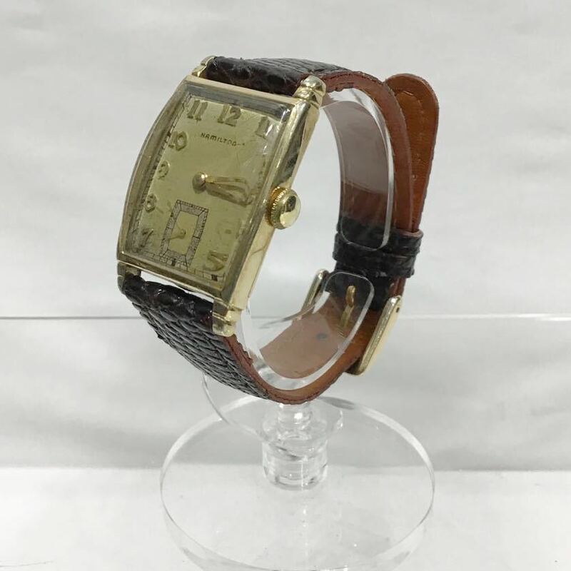 【HAMILTON】ハミルトン 腕時計 アナログ レザー ゴールド×ブラウン ts202405
