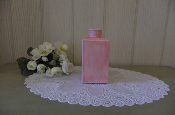 E-PI1*条件付き送料無料も有！7.8×15.5cm*ピンクコート*スクエアベース*花瓶*シャビー加工*アンティーク調*おしゃれ*造花差し*ピンク*花器