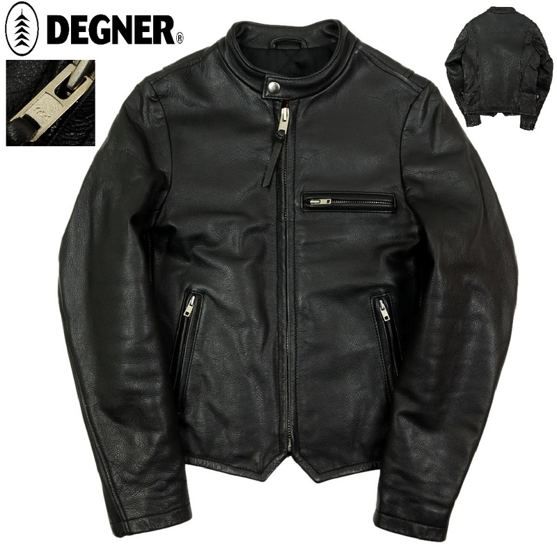 【S1967】【美品】DEGNER デグナー シングルライダースジャケット レザージャケット バイクウエア 牛革 レディース サイズXS