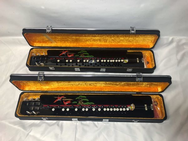 ２個セット ピーコックハープ PEACOCK HARP 5弦 和楽器 大正琴 入門用 和楽器 レトロ ケース付き 取扱説明書 ピック 動作確認 現状品