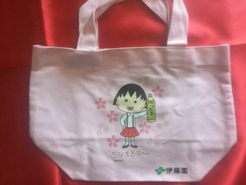 ◆伊藤園　ノベルティ　ちびまる子ちゃん　エコバッグ小　薄ピンク　未使用品