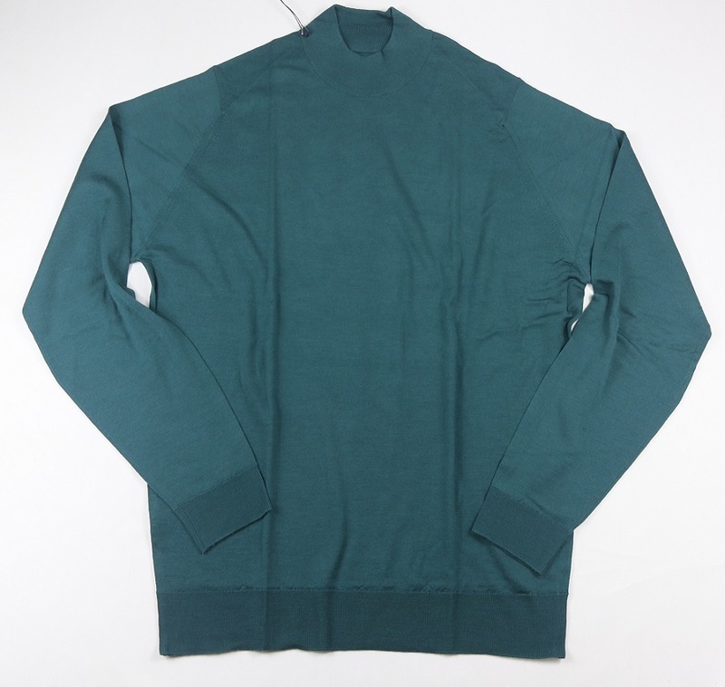 新品　John Smedley ジョンスメドレー 最高級メリノウール モックネック　XXLサイズ　DEEP EMERALD