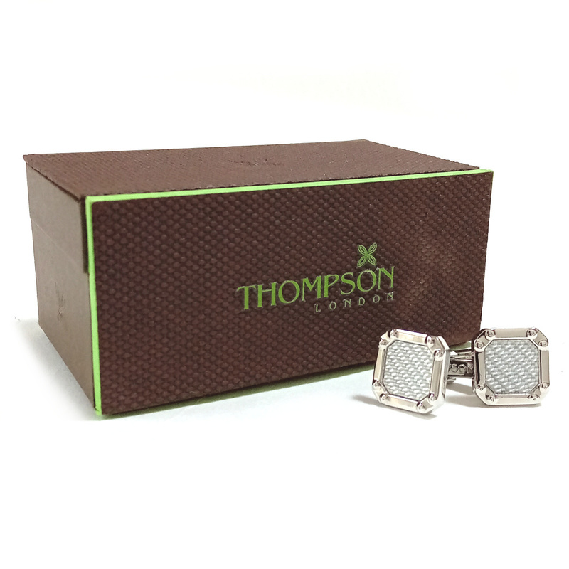 【tsc3】新品　THOMPSON トンプソン　カフス　カフリンクス　シルバー×シルバーカーボン