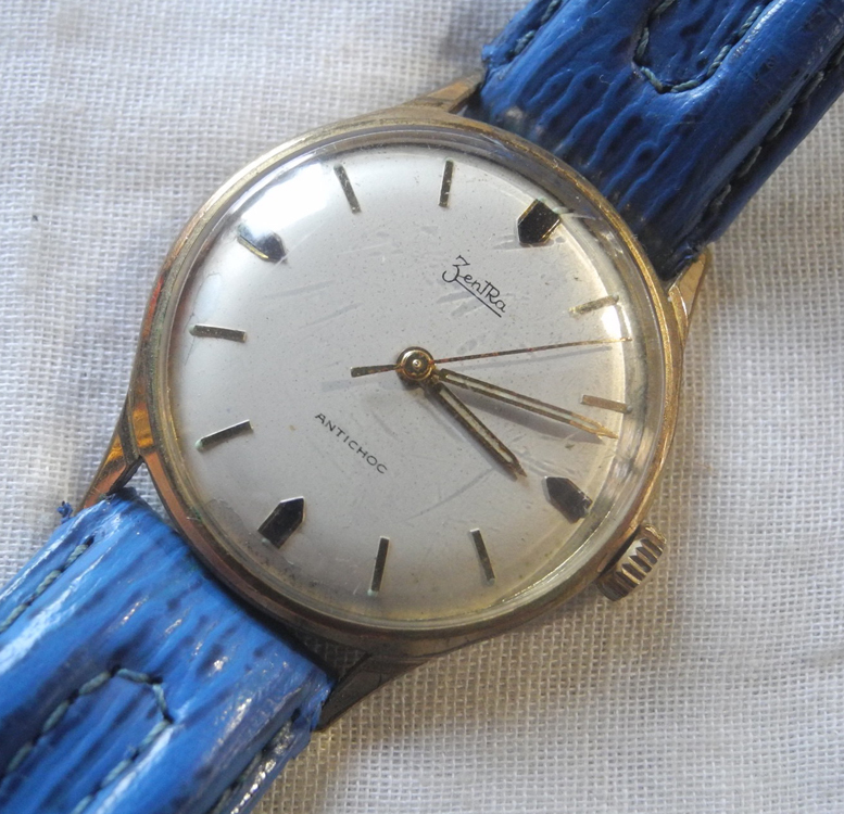 ドイツ製 ZENTRA アンティーク 機械式手巻き時計 17石 1960年代 完動品 美品！ ベルト新品 ビンテージ