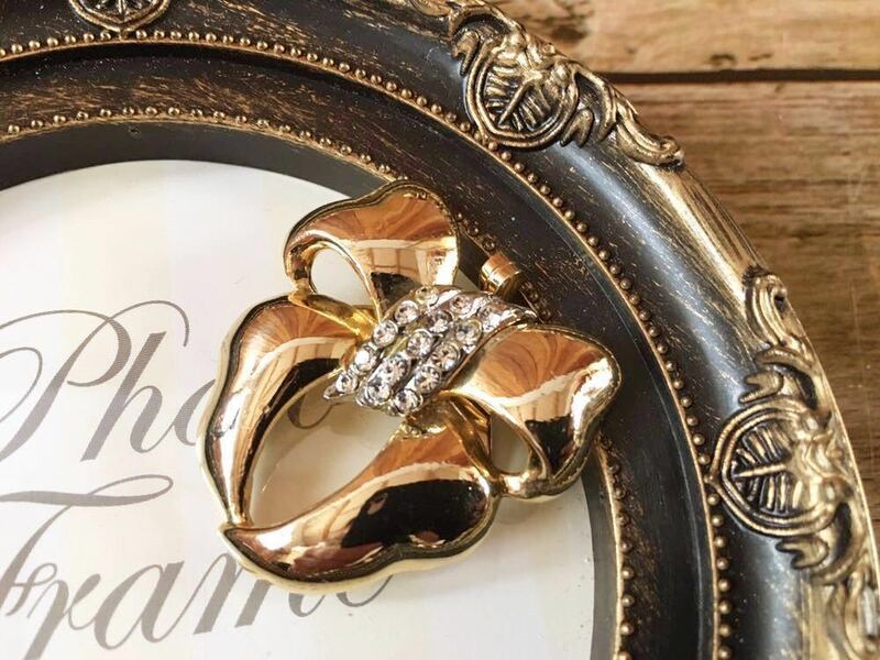煌びやか 上品 リボン ペンダントトップ & スカーフクリップ アクセサリー フォーマル ゴールドカラー pendant vintage accessory G