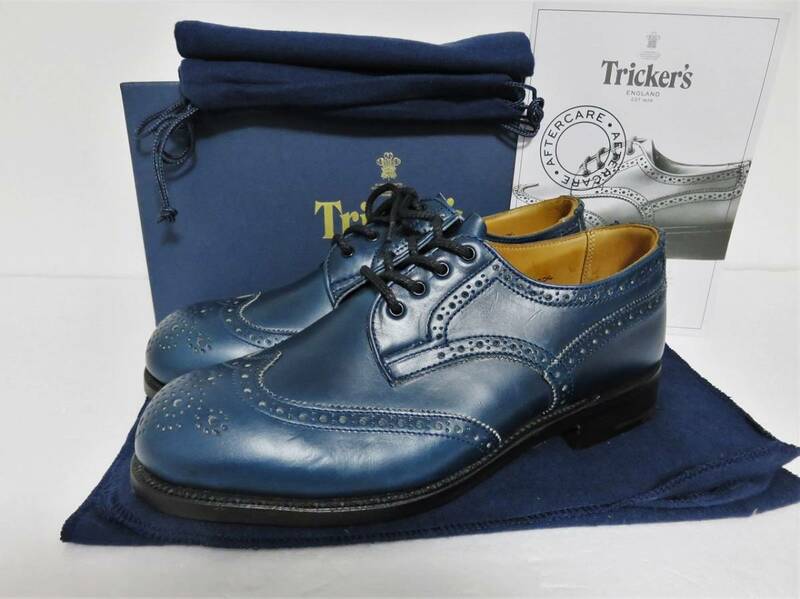 送料無料 定価8万 Tricker's L5679 PARISIAN BLUE 6 トリッカーズ ウイングチップ メダリオン Trickers ネイビー 24 