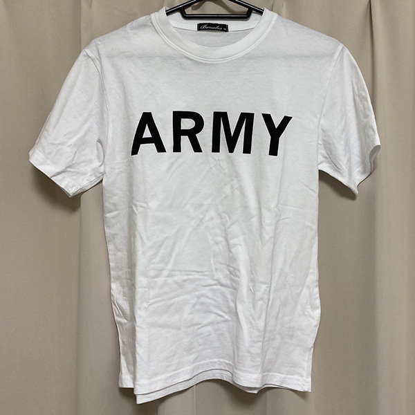 送料無料 ARMY アーミー Tシャツ M ホワイト ミリタリー ファティーグ ユーティリティ USMC 米軍 ワーク 古着