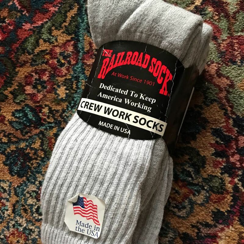 新品未使用　レイルロードソック [RAILROAD SOCK] ウェルトトップワークソックス 3足セット 米国製 グレー