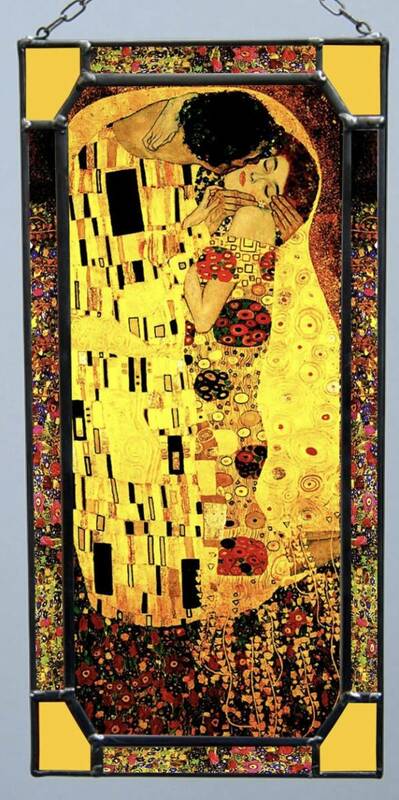 グスタフクリムト　Gustav Klimt - The Kiss アートガラス　ステンドグラス　ヨーロッパ製