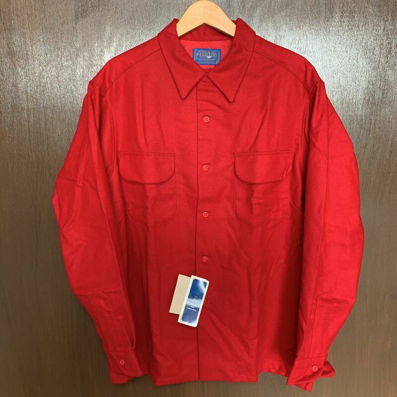 デッドストック 80's USA製 PENDLETON ペンドルトン ウール ボックス シャツ オープンカラー L デッドストック