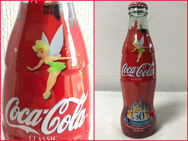 入手難！ 限定 2005年 ロサンゼルス ディズニー ランド パーク 50周年記念 ティンカーベル 8ozコカコーラボトル Tinkerbell Coca-Cola