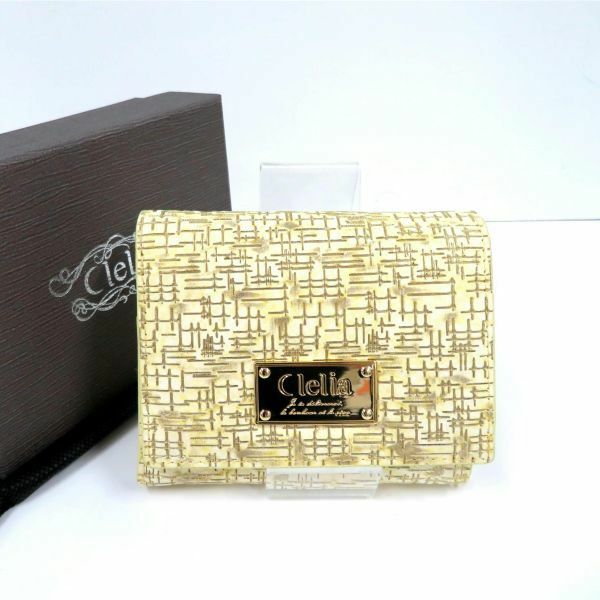 送料無料 未使用品 Clelia/クレリア 2つ折り コンパクト財布 Blandineシリーズ CL-8604 シトリン