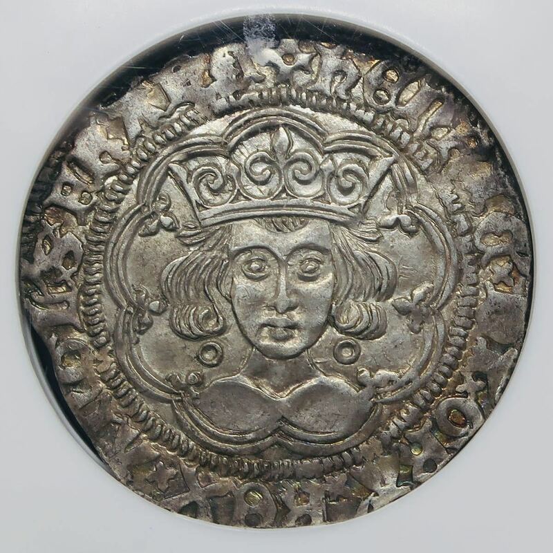 【グロート銀貨】 イギリス 1422-1427 4ペンス グロート 銀貨 ヘンリー6世 S-1836 MS63 NGC 高鑑定!! アンティークコイン
