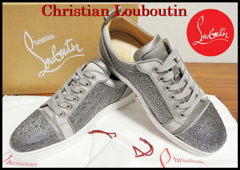 激レア Christian Louboutin ルイススワロ クリスチャンルブタン シルバーグレー メンズ 42 ローカット スニーカー CL スパイク パイソン