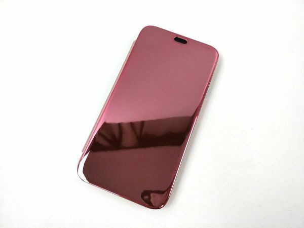 iPhone 13用 鏡面 手帳型ミラーフリップケース カバー 半透明 ピンク