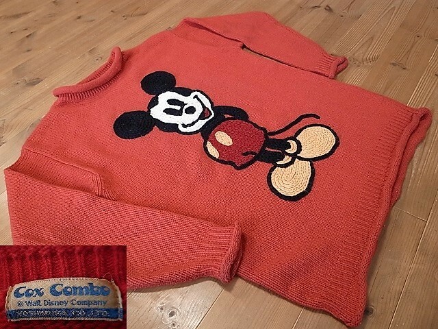 CoxCombo Walt Disney Company ウォルト ディズニー 90年代 ビンテージ ミッキーマウス ロールネック ニット セーター 赤 レッド サイズ M