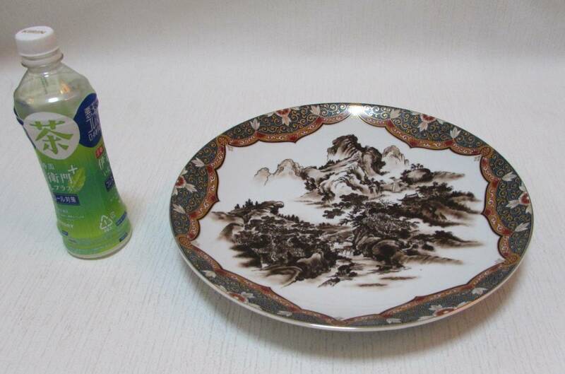 [No805] 有田焼 華山窯 大皿 絵皿 飾り皿 刺身皿 陶磁器製 中古品