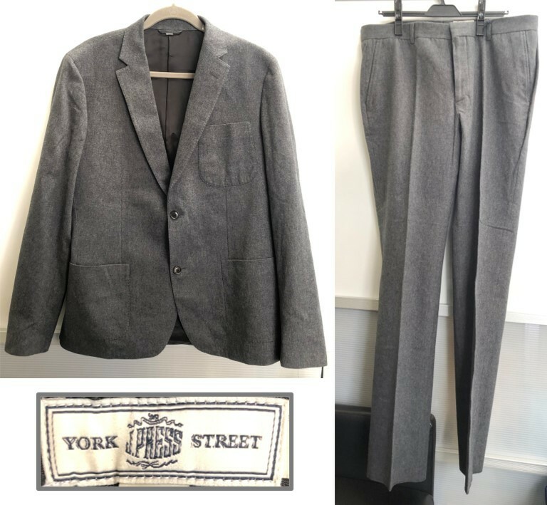 《洋服》 J.PRESS YORK STREET セットアップ グレー ジャケット パンツ 44R/36 定価：7.95万円 ジェイプレス スーツ オンワード樫山