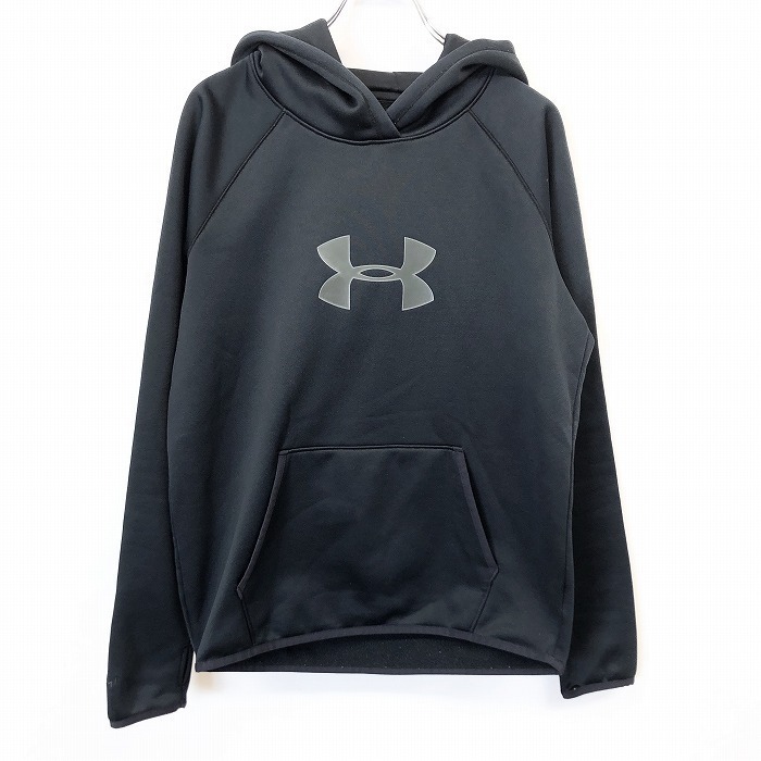 UNDER ARMOUR アンダーアーマー S レディース プルオーバー パーカー フーディー カットソー 裏起毛 長袖 ポリ100% グリーンネイビー系