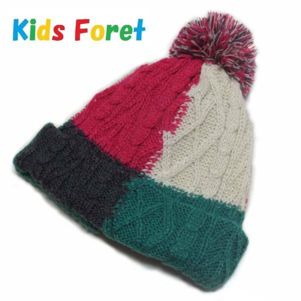 ★新品・格安★ キッズ Kids Foret パッチワークケーブルニット帽 （50cm）