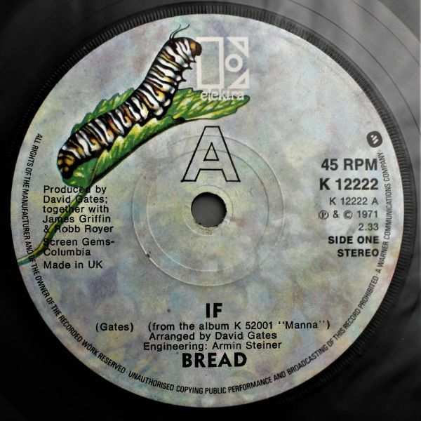 T-569 UK盤 名曲 Breadブレッド If/Sweet Surrender イフ K 12222 オリジナルスリーブ 45 RPM