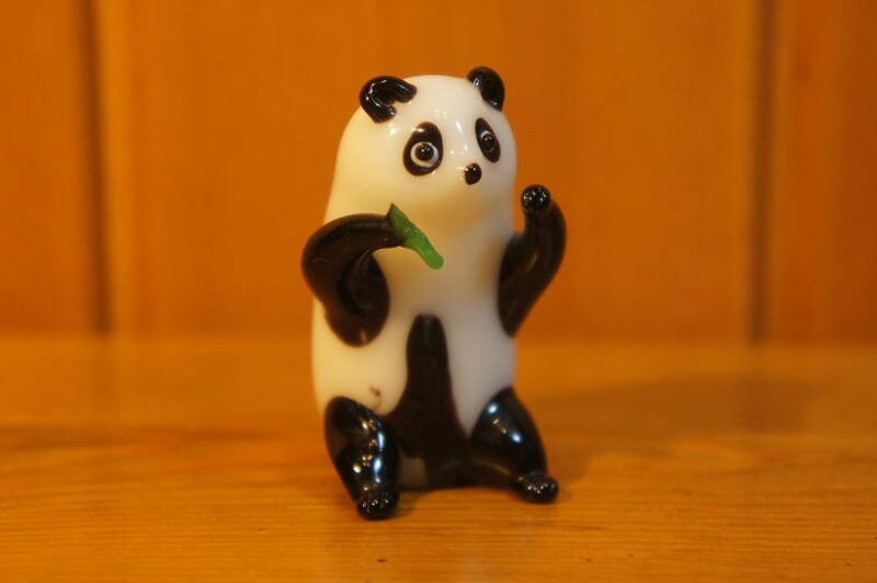 飾り物 ガラス製パンダ 中国北京動物園 ジャンク品