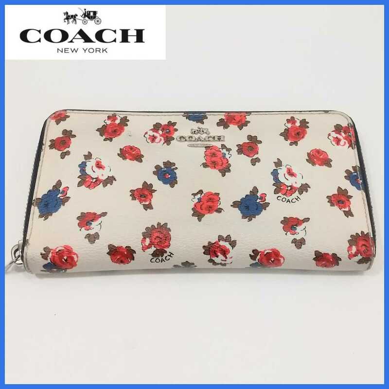 COACH 長財布 花柄 ラウンドファスナー ロングウォレット ボタニカル柄 正規品 送料無料