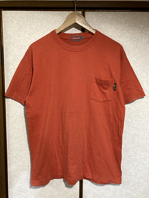 ★【COLEMAN：コールマン】ヴィンテージ オールド バードバックプリント ポケットTシャツ sizeL/オレンジ