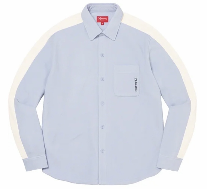 【新品】Supreme Polartec Shirt COLOR/STYLE：Light Blue SIZE：Large