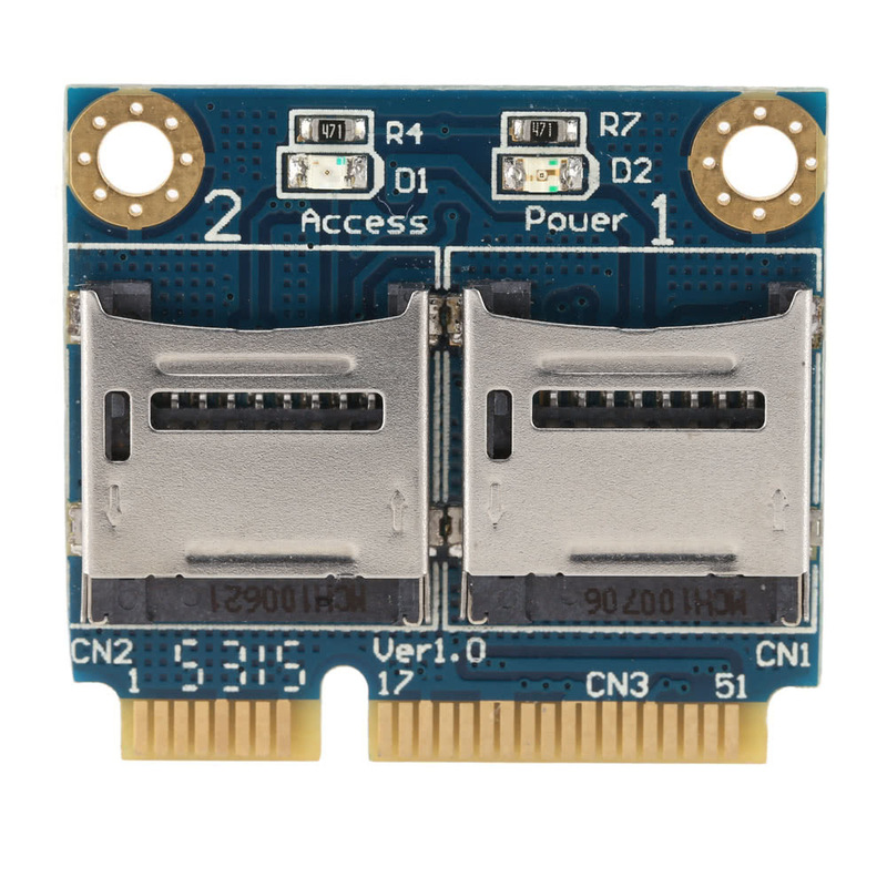 【送料無料】 mini PCI-E デュアルmicroSDカードリーダー アダプター ハーフブラケット付き