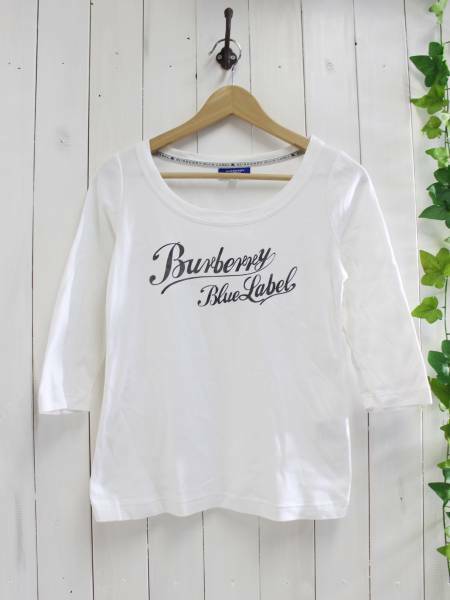 *BURBERRY BLUE LABEL バーバリーブルーレーベル*七分袖 ロゴ カットソー Tシャツ 38