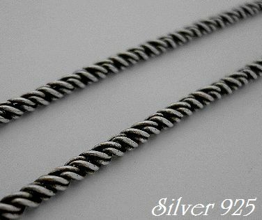 シルバー925銀のスパイラル ロープ ネックレス チェーン太40cm