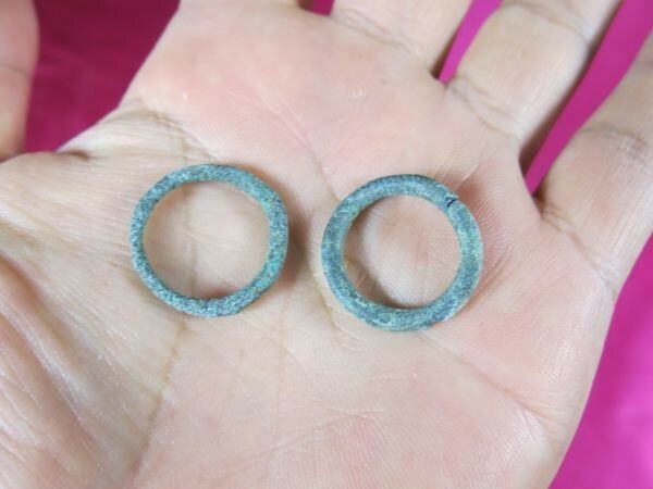 B　クメール青銅指輪２点 遺跡発掘品　金工　カンボジア